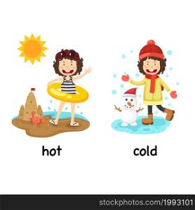 Opposite words hot and cold vector illustration