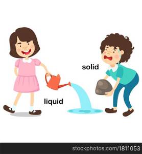 Opposite words liquid and solid vector illustration