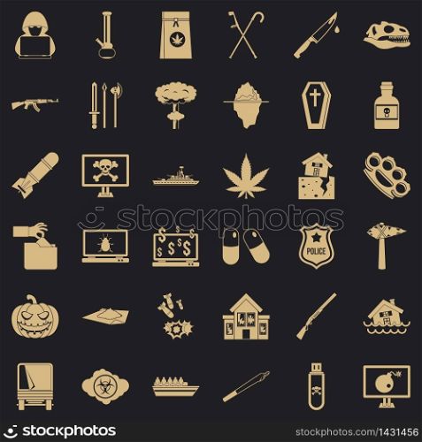 Oppression icons set. Simple set of 36 oppression vector icons for web for any design. Oppression icons set, simple style