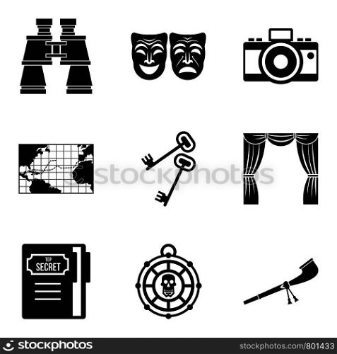 Optic icons set. Simple set of 9 optic vector icons for web isolated on white background. Optic icons set, simple style