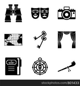 Optic icons set. Simple set of 9 optic vector icons for web isolated on white background. Optic icons set, simple style