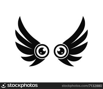 optical eye with wings icon Logo vector Template illustration design