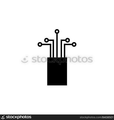 Optical fiber flat line vector icons. Network connection, computer wire, cable bobbin, data transfer. Thin signs for electronics store, internet services.