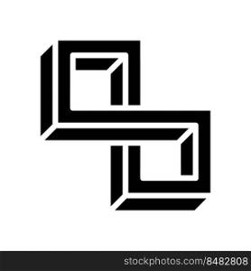 optical impossible geometric shape glyph icon vector. optical impossible geometric shape sign. isolated symbol illustration. optical impossible geometric shape glyph icon vector illustration