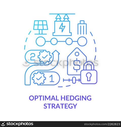 Optimal hedging strategy blue gradient concept icon. Plan variety. Buying energy process. PPA work abstract idea thin line illustration. Isolated outline drawing. Myriad Pro-Bold fonts used. Optimal hedging strategy blue gradient concept icon