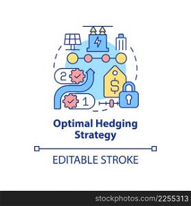 Optimal hedging strategy concept icon. Buying energy process. PPA work abstract idea thin line illustration. Isolated outline drawing. Editable stroke. Arial, Myriad Pro-Bold fonts used. Optimal hedging strategy concept icon
