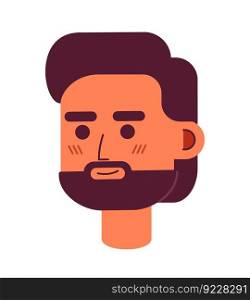 Optimistic bearded man semi flat vector character head. Smiling guy with long facial hair. Editable cartoon avatar icon. Face emotion. Colorful spot illustration for web graphic design and animation. Optimistic bearded man semi flat vector character head