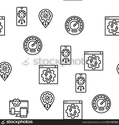 Optimize Operations Vector Seamless Pattern Thin Line Illustration. Optimize Operations Vector Seamless Pattern