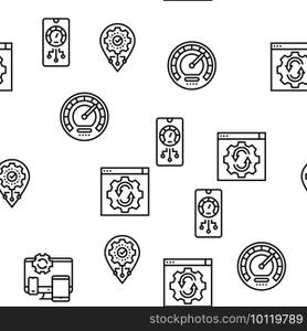 Optimize Operations Vector Seamless Pattern Thin Line Illustration. Optimize Operations Vector Seamless Pattern