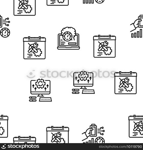 Optimize Operations Vector Seamless Pattern Thin Line Illustration. Optimize Operations Vector Seamless Pattern