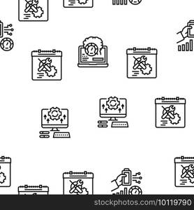 Optimize Operations Vector Seamless Pattern Thin Line Illustration. Optimize Operations Vector Seamless Pattern