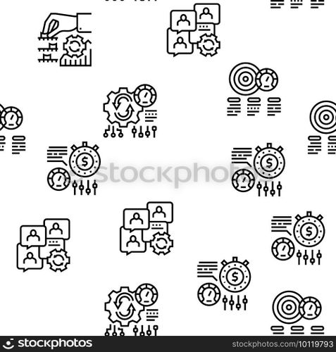 Optimize Operations Vector Seamless Pattern Thin Line Illustration. Optimize Operations Vector Seamless Pattern
