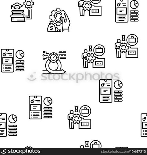 Optimize Operations Vector Seamless Pattern Thin Line Illustration. Optimize Operations Vector Seamless Pattern