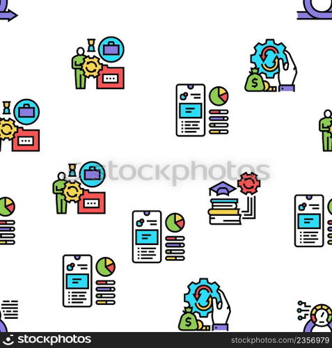 Optimize Operations Vector Seamless Pattern Thin Line Illustration. Optimize Operations Vector Seamless Pattern