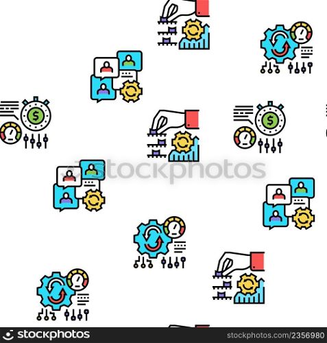 Optimize Operations Vector Seamless Pattern Thin Line Illustration. Optimize Operations Vector Seamless Pattern
