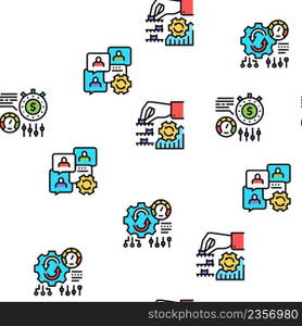 Optimize Operations Vector Seamless Pattern Thin Line Illustration. Optimize Operations Vector Seamless Pattern