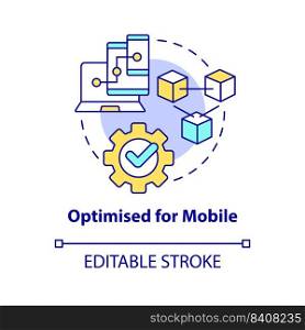 Optimized for mobile concept icon. Good website characteristic abstract idea thin line illustration. Adjusting screen size. Isolated outline drawing. Editable stroke. Arial, Myriad Pro-Bold fonts used. Optimized for mobile concept icon