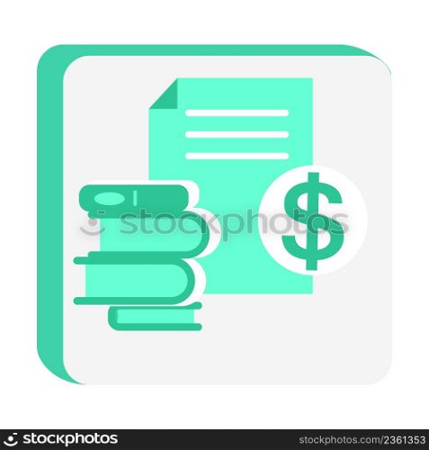 Option for monetizing writing work semi flat color vector object. Full sized item on white. Paid access to books and documents simple cartoon style illustration for web graphic design and animation. Option for monetizing writing work semi flat color vector object