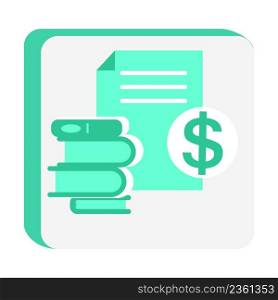 Option for monetizing writing work semi flat color vector object. Full sized item on white. Paid access to books and documents simple cartoon style illustration for web graphic design and animation. Option for monetizing writing work semi flat color vector object