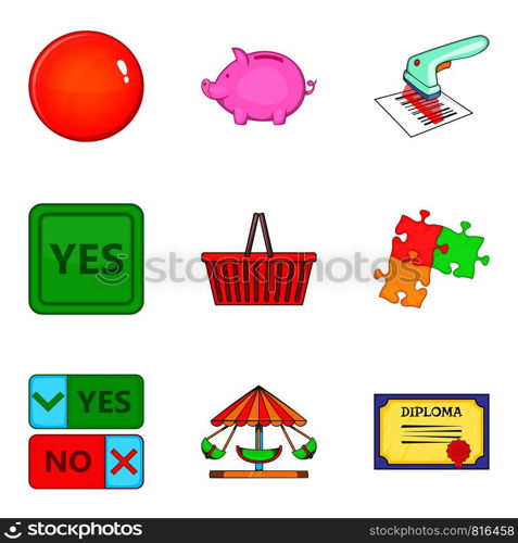 Option icons set. Cartoon set of 9 option vector icons for web isolated on white background. Option icons set, cartoon style