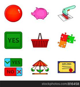 Option icons set. Cartoon set of 9 option vector icons for web isolated on white background. Option icons set, cartoon style