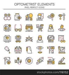 Optometrist Elements , Thin Line and Pixel Perfect Icons