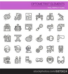 Optometrist Elements , Thin Line and Pixel Perfect Icons