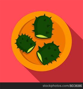 Opuniia food icon. Flat illustration of opuniia food vector icon for web design. Opuniia food icon, flat style