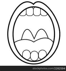 oral cavity icon on white background. Open mouth with teeth and tongue sign. throat oral symbol. flat style.