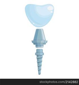 Oral dental implant icon cartoon vector. Tooth crown. Denture bone. Oral dental implant icon cartoon vector. Tooth crown
