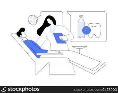 Oral health improvement abstract concept vector illustration. Dentist tells patient about fluoridated drinking water, public health medicine sector, teeth improvement abstract metaphor.. Oral health improvement abstract concept vector illustration.