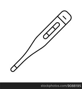 oral thermometer first aid line icon vector. oral thermometer first aid sign. isolated contour symbol black illustration. oral thermometer first aid line icon vector illustration