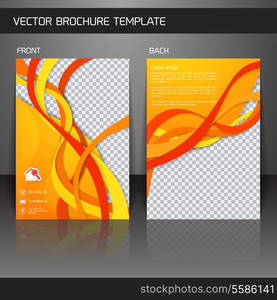 Orange abstract design paper brochure flyer design back and front template vector illustration