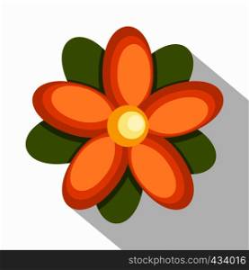 Orange abstract flower icon. Flat illustration of orange abstract flower vector icon for web on white background. Orange abstract flower icon, flat style