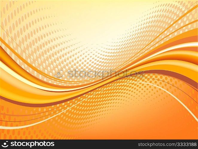 Orange abstract techno background: composition of dots and curved lines - great for backgrounds, or layering over other images