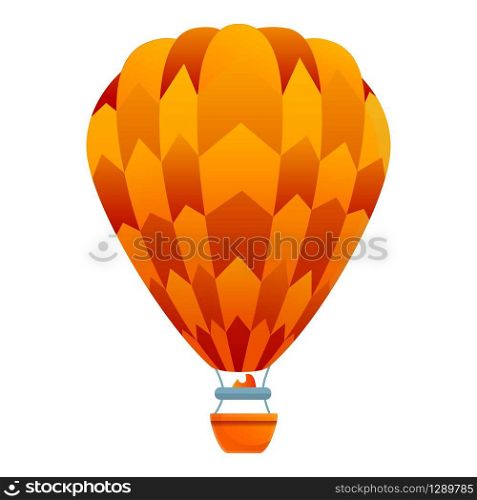 Orange air balloon icon. Cartoon of orange air balloon vector icon for web design isolated on white background. Orange air balloon icon, cartoon style