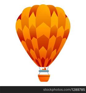 Orange air balloon icon. Cartoon of orange air balloon vector icon for web design isolated on white background. Orange air balloon icon, cartoon style