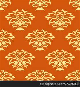 Orange and beige seamless pattern background in damask style
