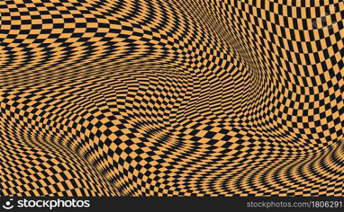 Orange and black distorted checkered background