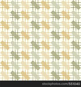 Orange and dark green rounded corner rectangle and line seamless pattern on pastel background. Grid shape on vintage geometric style for modern or graphic design.