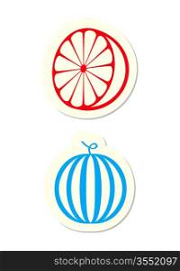 Orange and Melon Icons Isolated on White