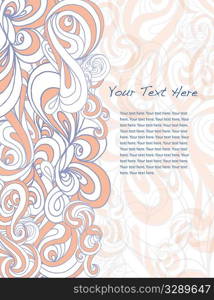 Orange and white clouds form border with room for text.