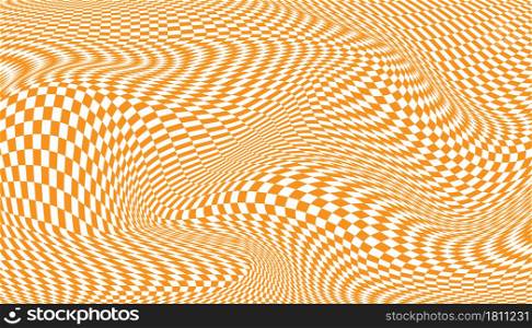 Orange and white distorted checkered background
