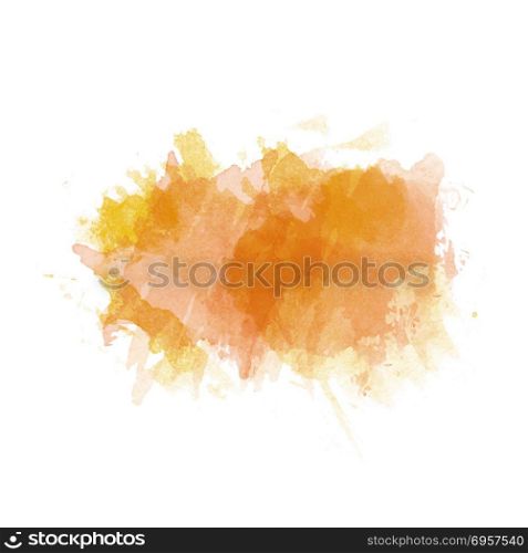 Orange and yellow watercolor painted stain isolated on white bac. Orange and yellow watercolor painted stain isolated on white background, vector eps 10