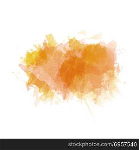 Orange and yellow watercolor painted stain isolated on white bac. Orange and yellow watercolor painted stain isolated on white background, vector eps 10