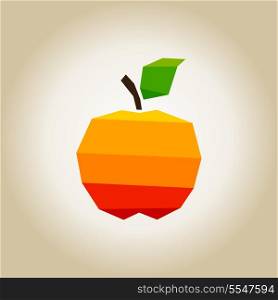Orange apple with green leaf