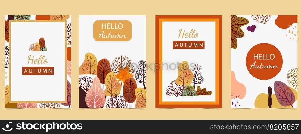 orange autumn background with tree,forest