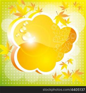 Orange autumn cloud with leaves and a patch of light. A bright card&#xA;