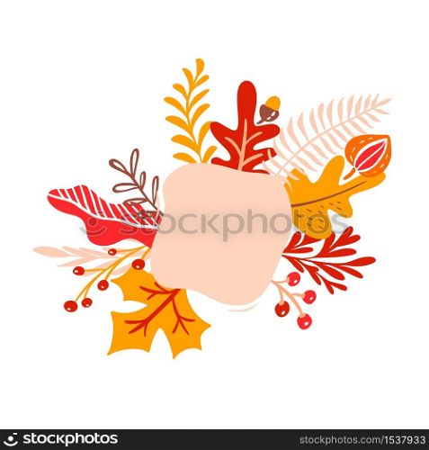 orange autumn leaves bouquets with place for text. Leaves of maple with berries, with foliage oak, fall nature season poster thanksgiving day design. Copyspace.. orange autumn leaves bouquets with place for text. Leaves of maple with berries, with foliage oak, fall nature season poster thanksgiving day design. Copyspace