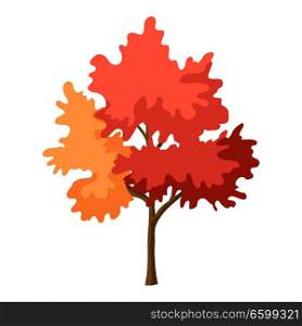 Orange autumn tree. Illustration in simple style.. Autumn tree. Illustration in simple style